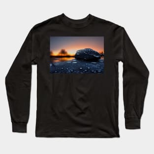 Rock With Raindrops,In The Sunset, Macro Background, Close-up Long Sleeve T-Shirt